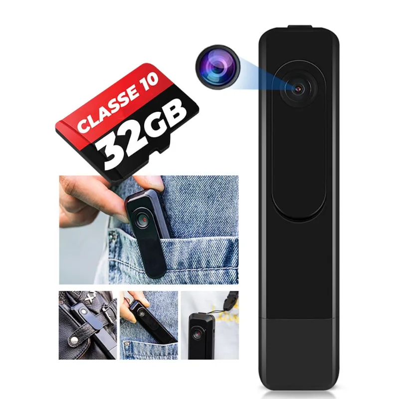 Mini Câmera Escondida Caneta Filmadora Full Hd 1080p Plug Bolso M18 Filmadora + Cartão 32gb