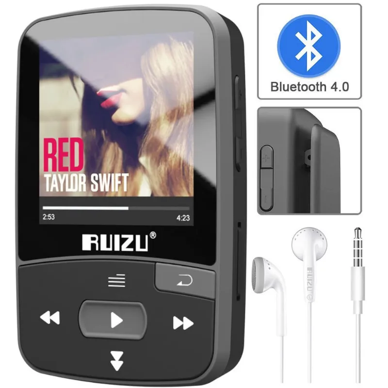 Mini MP3 Player ruizu X50 8GB Bluetooth Clip Esportes Fitness Corrida Pedômetro Rádio Fm Fone de Ouvido