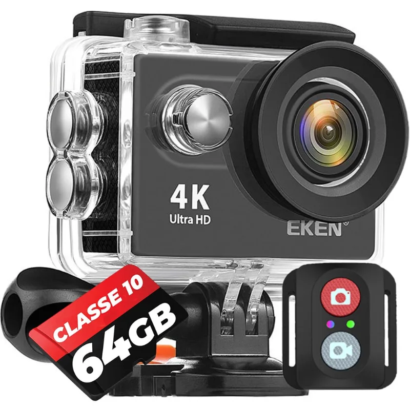 Kit Câmera Filmadora Eken H9R 4K Wi-Fi + Cartão 64GB Estabilizador de Imagem eis Controle Remoto Sport