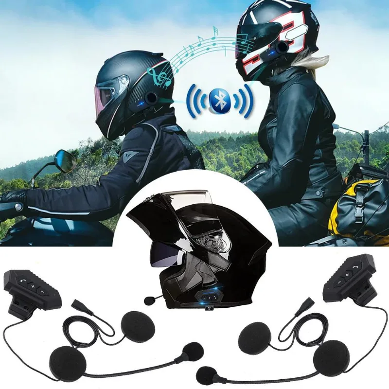 Kit 2 Fones Ouvido Moto Capacete Blueooth Comunicador Carona