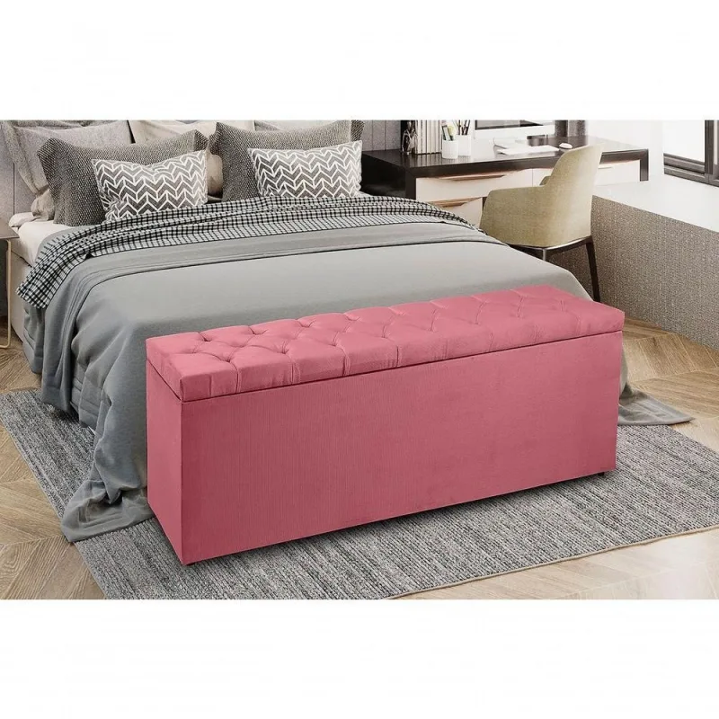 Recamier Baú 1,60m Madrid Suede Rosa - OUTRAS