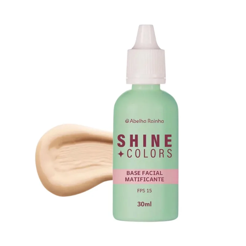 Base Líquida Matificante fps 15 Porcelana Shine Colors Abelha Rainha 30ml