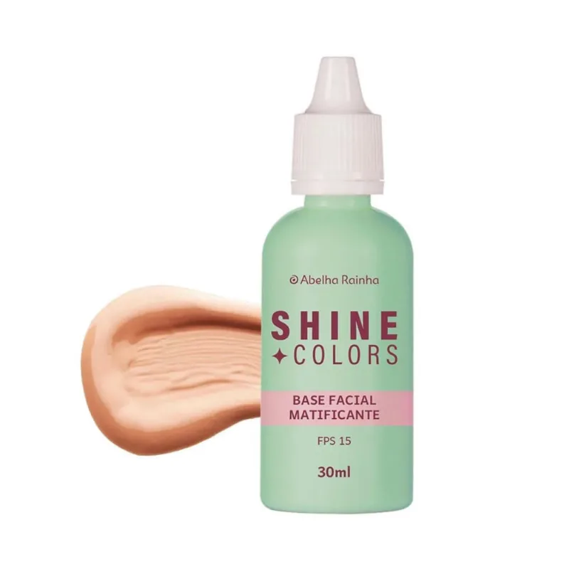 Base Líquida Matificante fps 15 Amendoas Shine Colors Abelha Rainha 30ml
