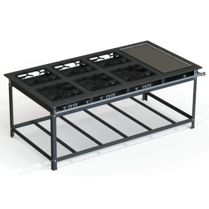 Fogão Industrial 40x40 P10 6 Bocas Baixa Pressão 3 qs 3 qd com Chapa - jl Colombo
