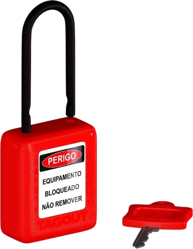 CADEADO 38MM C/HASTE E CORPO PLASTICO VERMELHO 1 CHAVE CPVM140CD TAGOUT - TAGOUT - Construção Civil