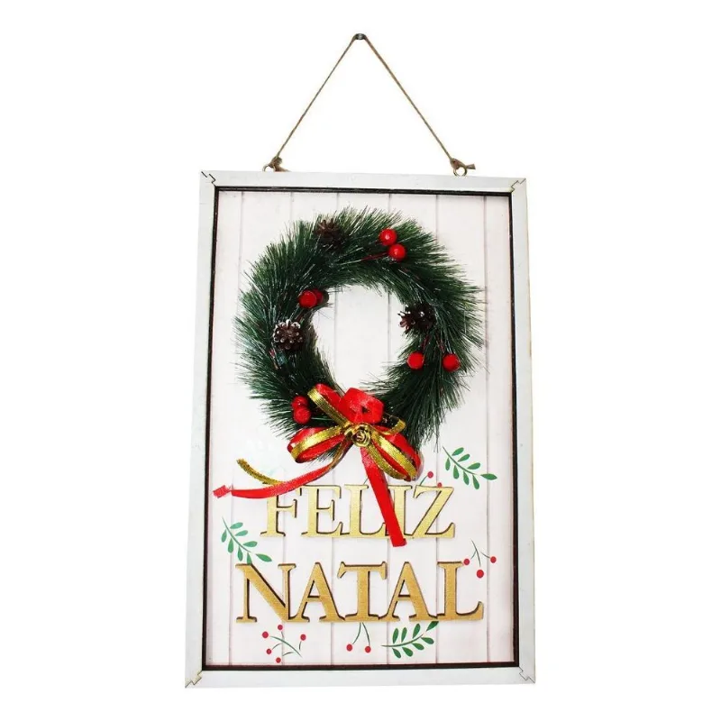 Plaquinha Feliz Natal Pendurar Porta Guirlanda Natal Enfeite