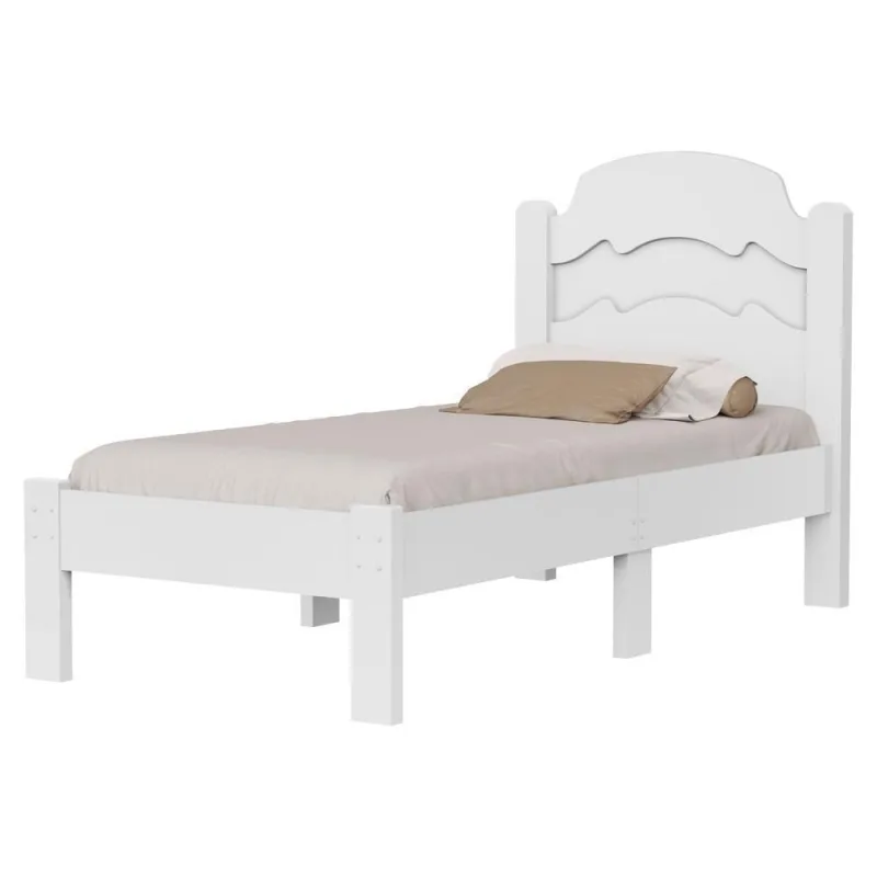 Cama de Solteiro Iris 4028 Flex em Mdf Branco Milani Movelaria - OUTRAS - Móveis