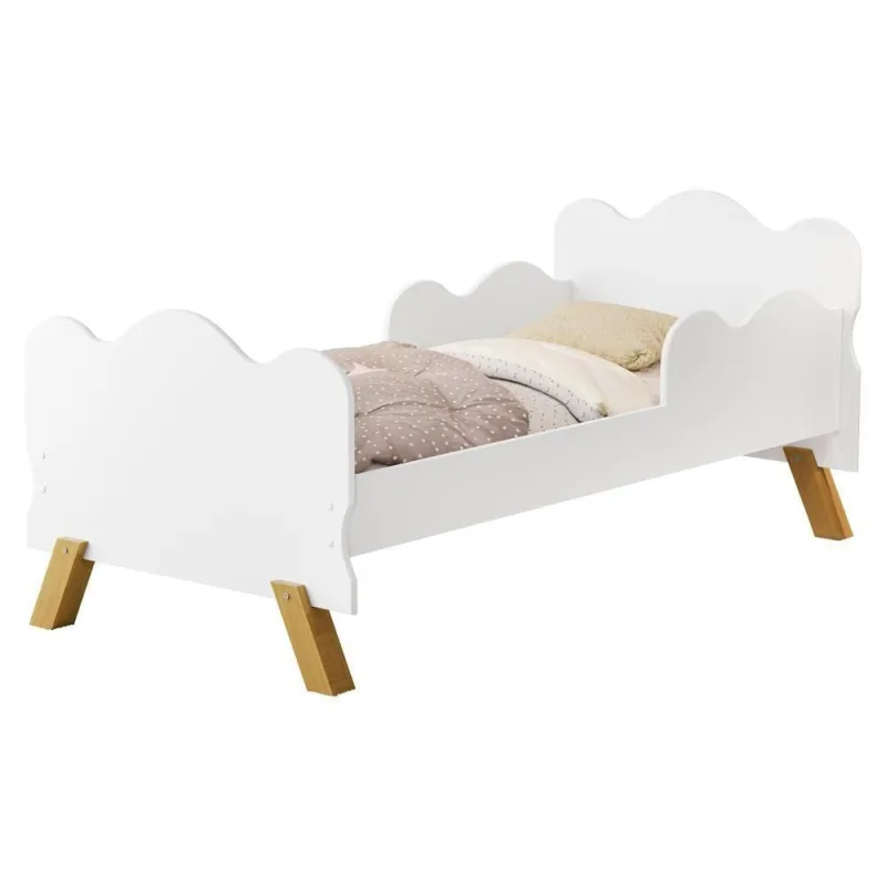 Mini Cama Infantil Angel Mdf Branco com Bordas Arredondadas Milani Movelaria - OUTRAS - Móveis