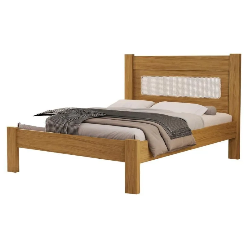 Cama de Casal 199x145cm Modelo 3023 em Mdf Fosco Marrom Milani Movelaria - OUTRAS - Móveis