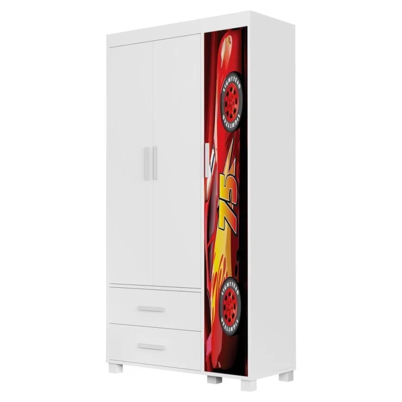 Guarda Roupa Infantil Livia 3 Portas Giratórias 2 Gavetas MDF Vermelho Milani Movelaria - OUTRAS - Móveis