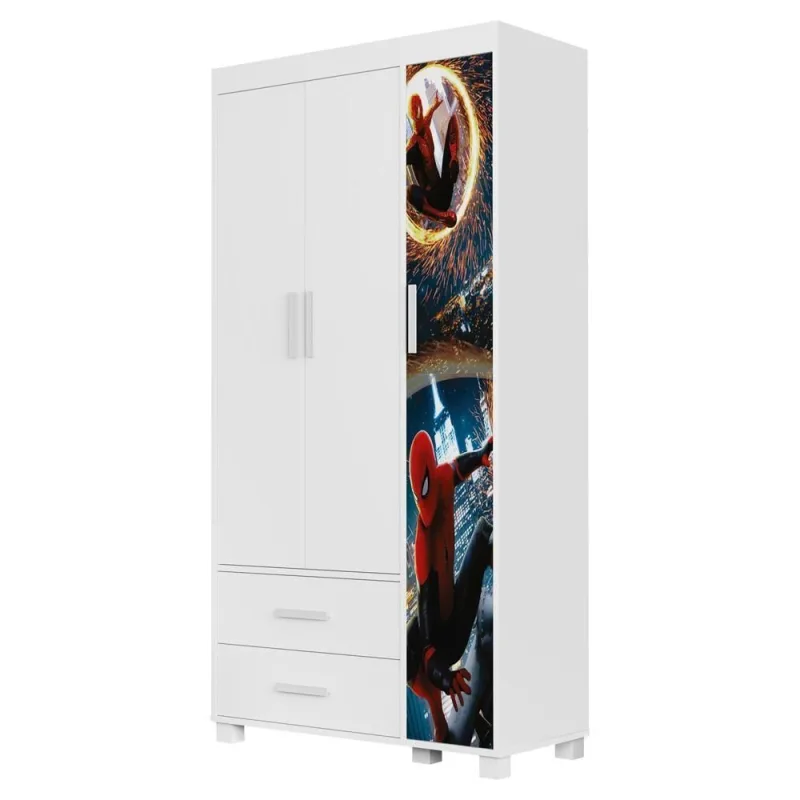 Guarda Roupa Infantil Livia 3 Portas de Bater 2 Gavetas Mdf Aranha Milani Movelaria - OUTRAS - Móveis