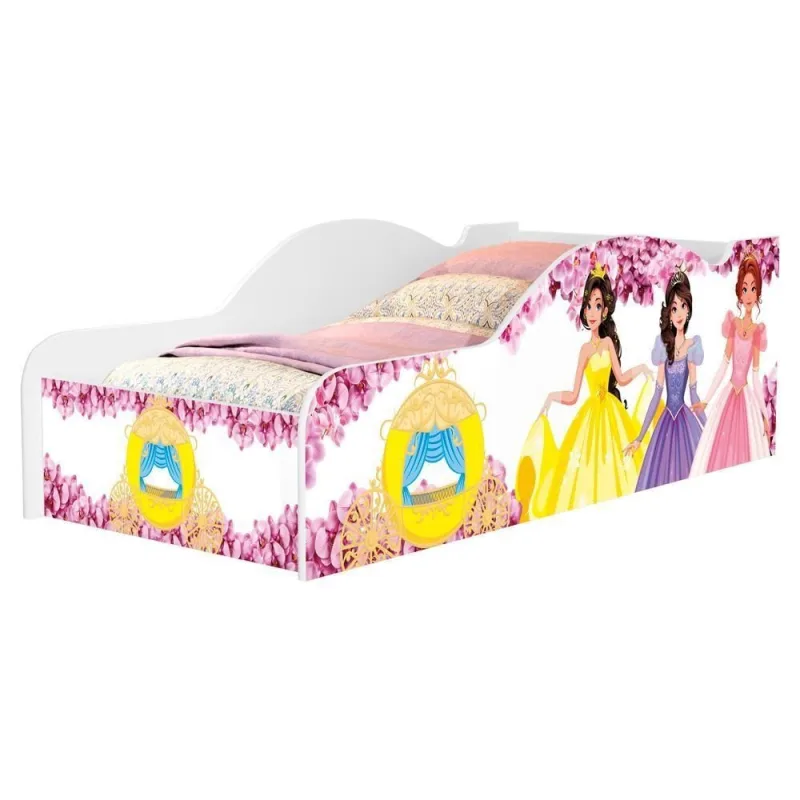 Cama Infantil Carro 1155 Princesas Mdf Rosa Milani Movelaria - OUTRAS - Móveis