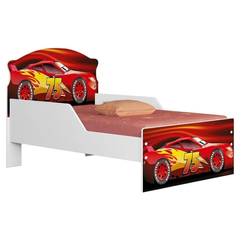 Mini Cama Infantil Lívia em MDF Vermelho com Grade de Proteção Milani Movelaria - OUTRAS - Bebês