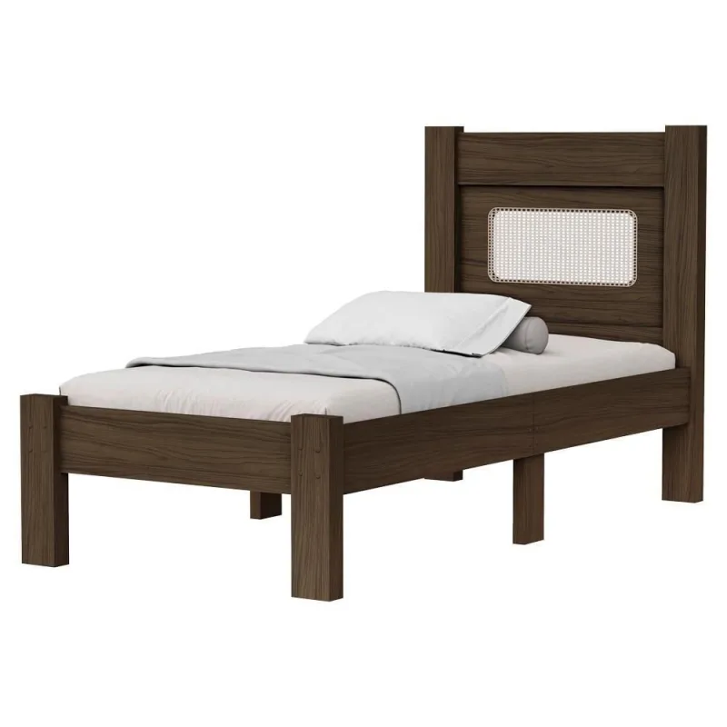 Cama de Solteiro Clara 4023 em Mdf 199x95cm Marrom Chocolate Milani Movelaria - OUTRAS - Móveis