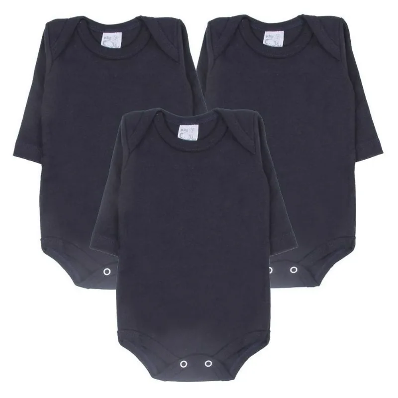 Kit Body Manga Longa RN Mub 3 Peças Preto (MP)