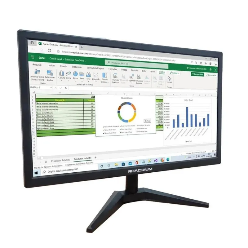 Monitor LED Rhadium 23.8'' Full HD RHA-LCD-0003 Wide Preto (MP)