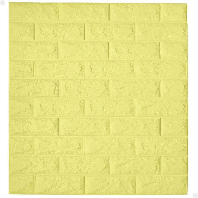 Kit 10 Painel 3D Tijolinho Autocolante Lorben Cor Amarelo