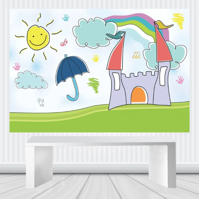 Painel de festa Infantil 2.00m X 1.40m Desenho a lápis