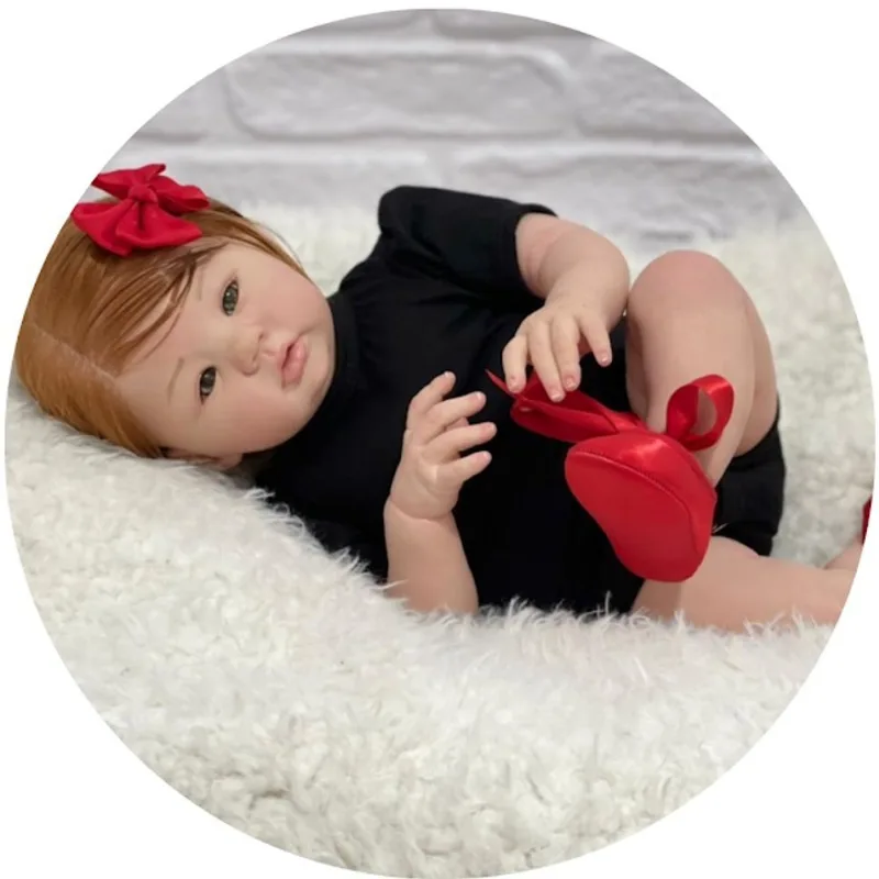 Bebe Reborn Menina Corpo de Pano Ruiva + Enxoval