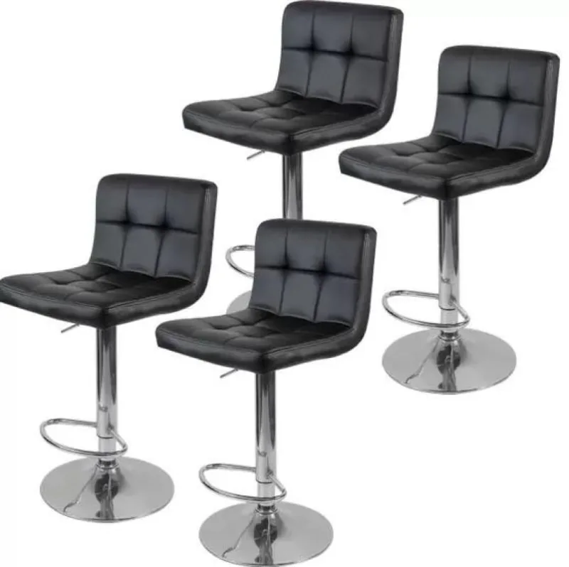 Kit 4 Banquetas Alta Cozinha Bar Balcão Bancada Americana Giratória Gomos - PRETA - Decoreshop - Móveis