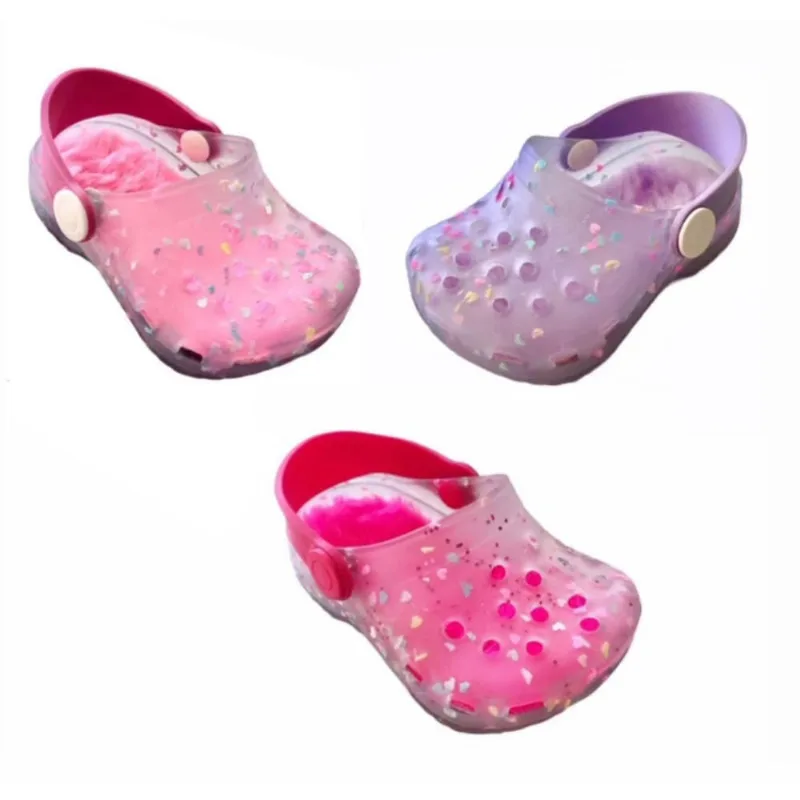Kit 3 Pares Babuche Infantil Juju Coração Pantufa