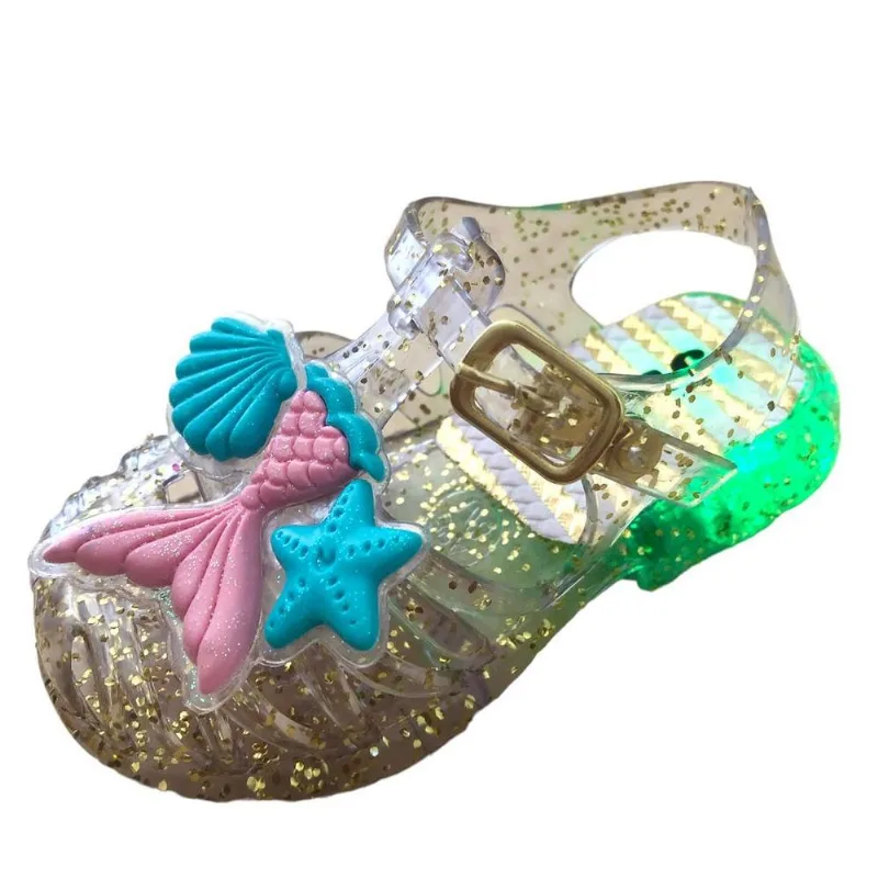 Sandália Infantil Feminino Bebê Meninas Sereia Juju Led