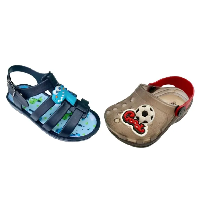 Kit 2 Pares Papete Dino E Babuche Gol Meninos Juju