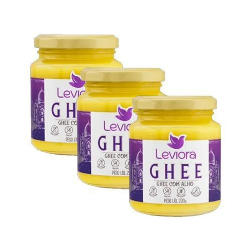 Kit 3X: Manteiga Ghee Com Alho Sem Lactose Leviora 200G