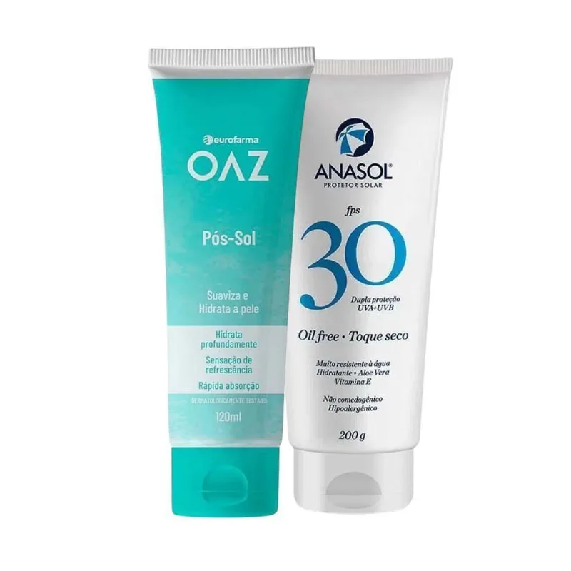 Kit Protetor Solar Anasol fps 30 200g + Pós-Sol Gel oaz Eurofarma 120ml