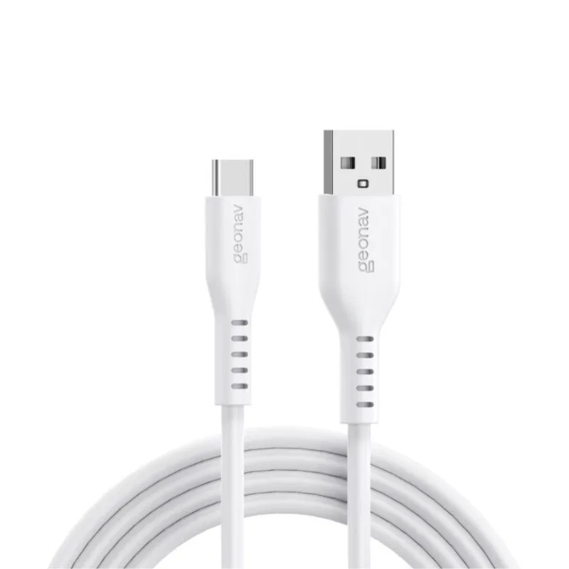 Cabo USB-A p/ USB-C Geonav 1,5m 38W 3A Silicone Branco