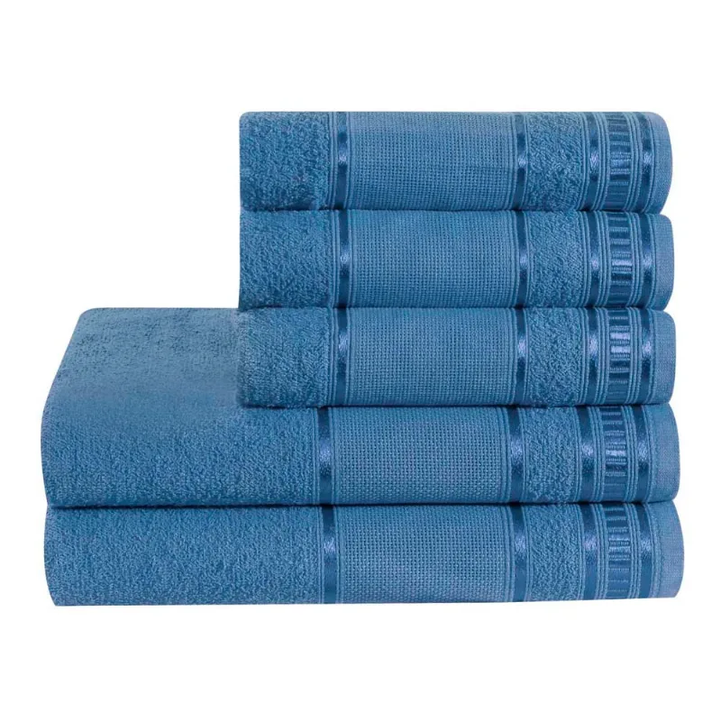 Jogo De Toalha De Banho 5 Peças Premium Azul Jeans