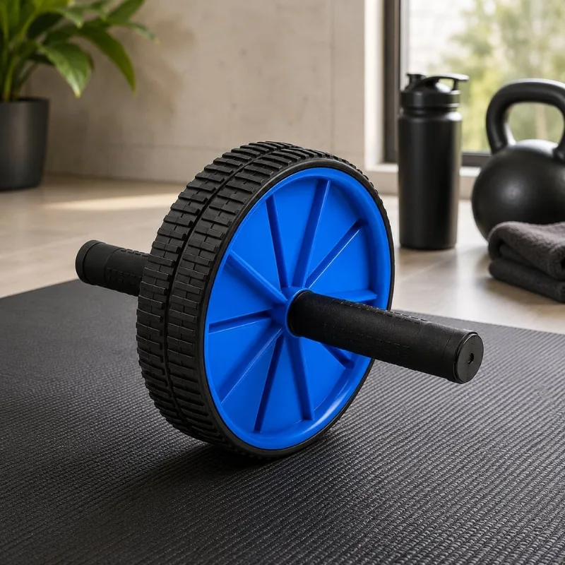 Roda Abdominal Dupla para Exercícios com Pegadores Antiderrapantes - Sortida