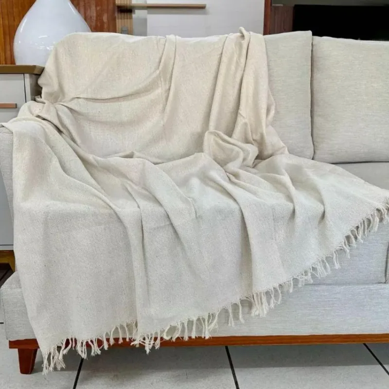 Manta Para Sofá E Cama 2,20x1,70 Capa Protetor E Cobertor De Sofa Grande 2 E 3 Lugares Terracota Branco Cru