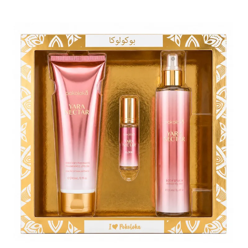Kit Pokoloka Luxury Elixir Yara Nectar - Hidratante 240ml + Body Splash 250ml + Perfume 15ml Kit