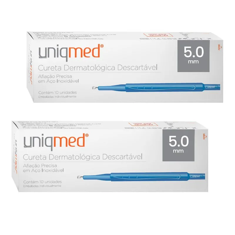Cureta Dermatológica Descartável 5,0mm Kit 2cx Uniqmed