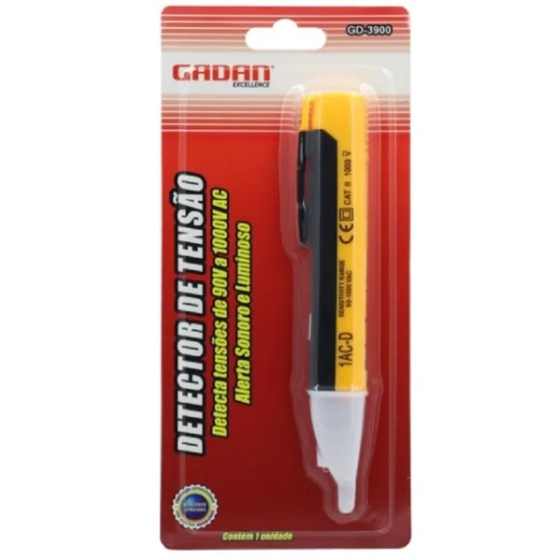 Detector De Tensão Gadan GD3900 Sem Contato 90V-1000V Com Lanterna