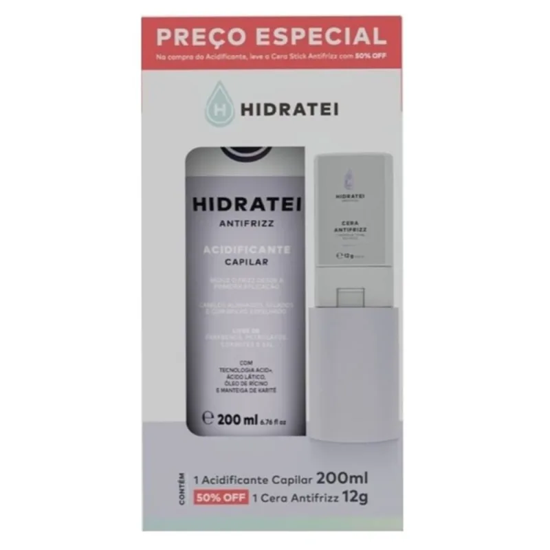 Kit Hidratei Abtifrizz Acidificante Capilar 200ml + Cera Antifrizz 12g - HIDRATEI - Higiene E Cuidados Pessoais