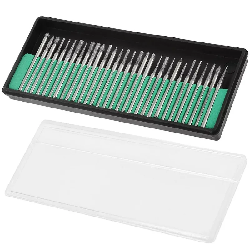 Kit 30 Pontas Diamantadas 3mm 1/8 Para Micro Retífica Dremax