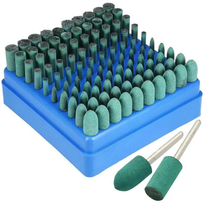 Kit 100 Ponta Montada Borracha Abrasiva Haste 3mm Retíficas
