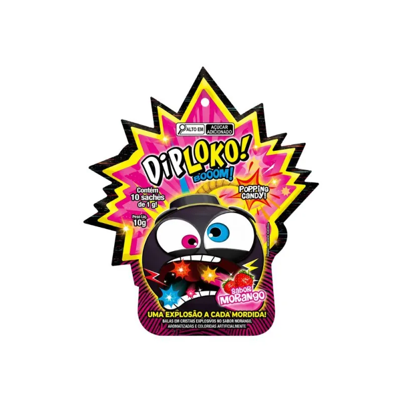 Bala Mini Booom Sabor Morango Diploko 10g - DIPILOKO - Mercearia