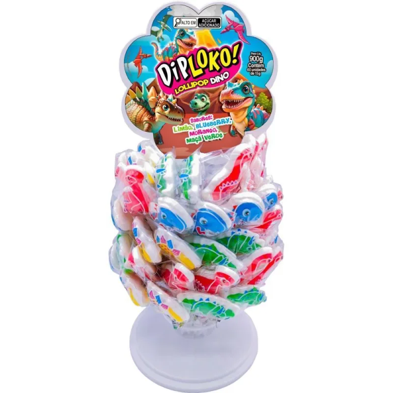 Doce Dip Loko Lollipop Dino - Danilla Foods - Não Informado - Mercearia