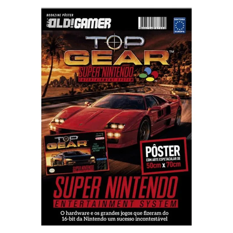 TOP GEAR - SUPER NINTENDO (VERSÃO LISA, SEM DOBRAS, ENVIADA EM TUBO PROTETOR) - SUPERPÔSTER OLD!GAME