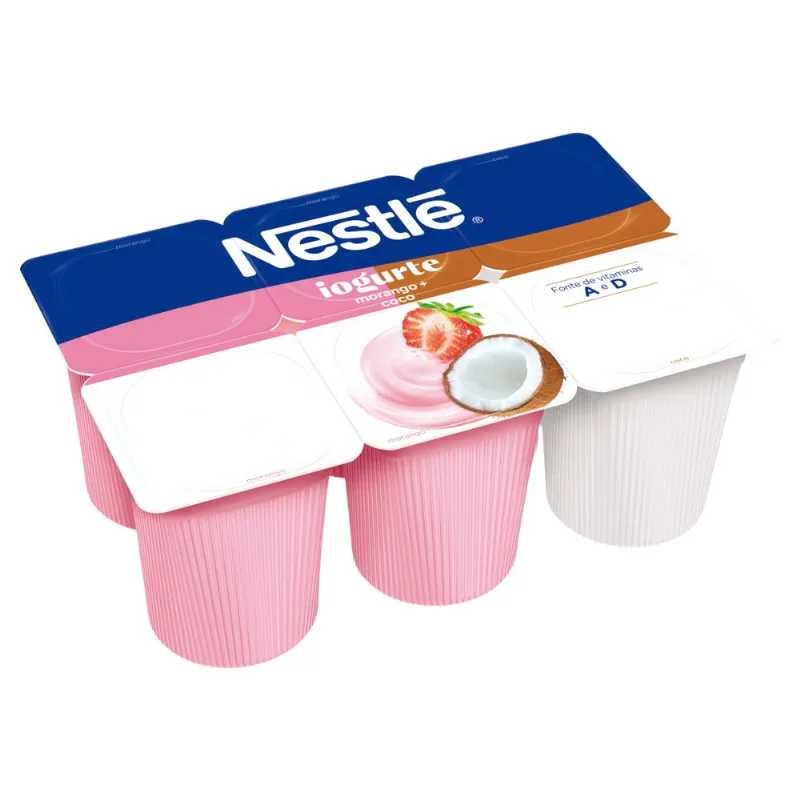 Iogurte Parcialmente Desnatado Nestlé Morango + Coco 510g 6 Unidades