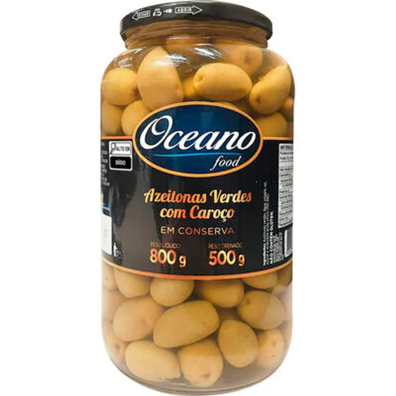 Azeitona Verde Oceano Com Caroço 500g