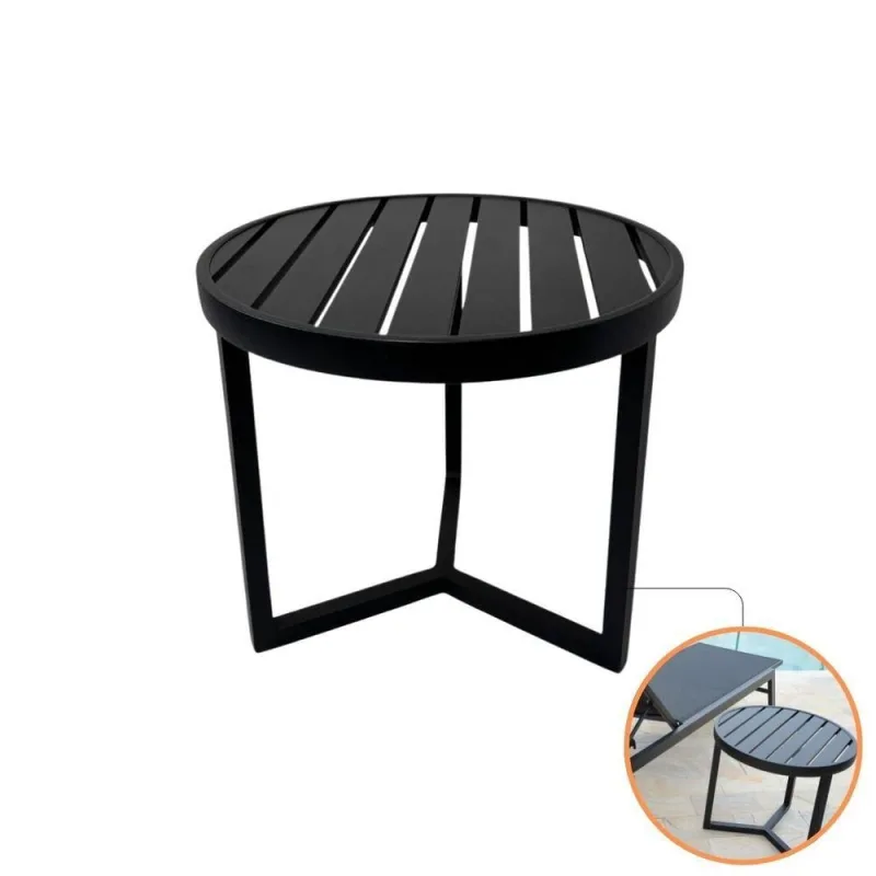 Mesa Lateral Apoio Verona Ripada Alumínio Resistente UV Preto Nossa Kasa - OUTRAS - Tablets, Ipads E E-readers