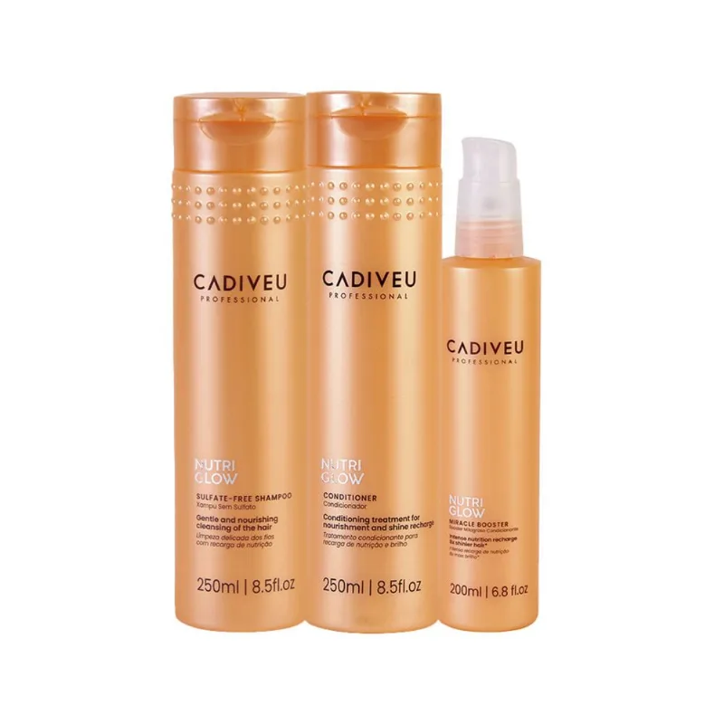 Kit Cadiveu Nutri Glow - Shampoo 250ml + Condicionador de Nutrição 250ml + Booster de Nutrição 200ml Kit