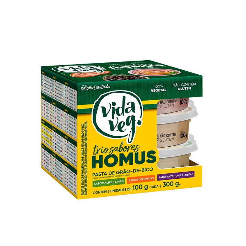 Pasta Grão De Bico Homus Vida Veg Trio Sabores 300g