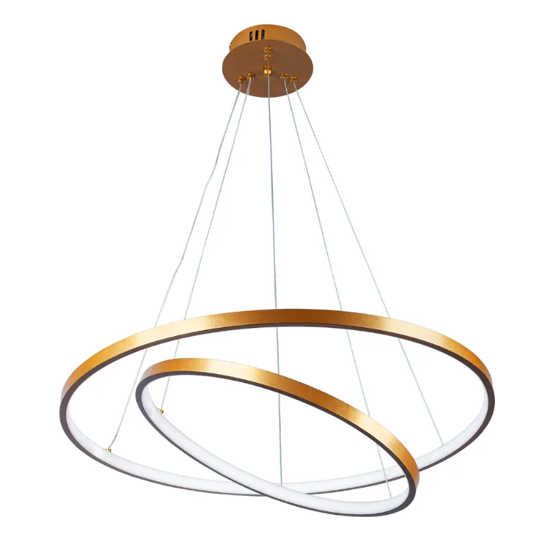Pendente Led Majestic 40x60cm 40w 6500k Dourado 2 Aros Viena Luz