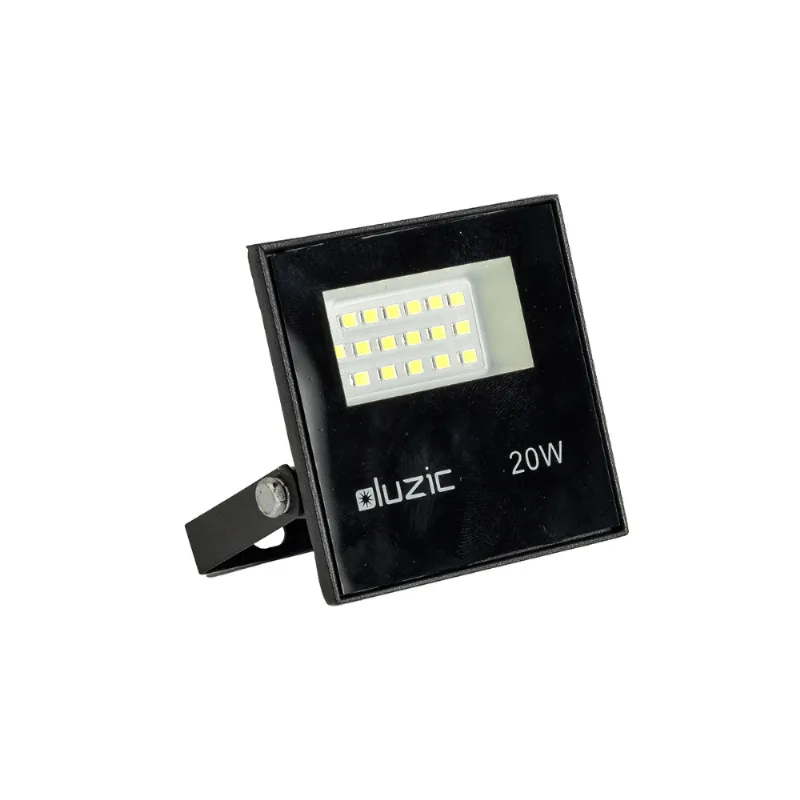 Refletor De Led 20w 6500k Preto Quadrado Luzic
