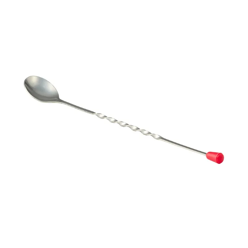 Colher De Bar Com Ponta Vermelha Aço Inox 28.5cm Tiklar